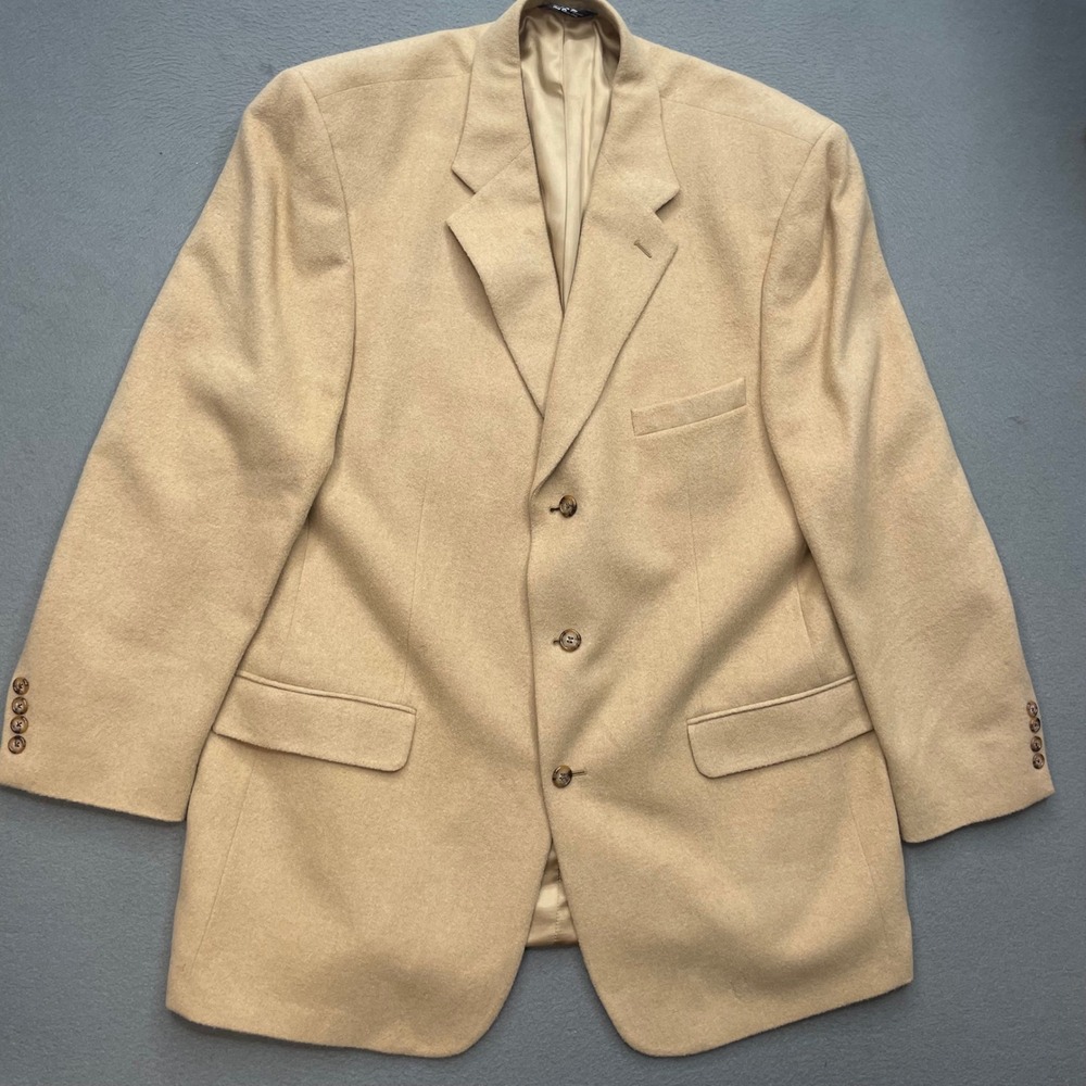 Paul Fredrick Men VTG Blazer 100% Camel Hair 46 Long Tan classic old money retro